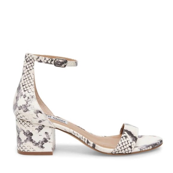 NWOT Steve Madden Irenee Ankle Strap Sandal Light Beige Snake 2" Heel Size 7.5 - Picture 2 of 9